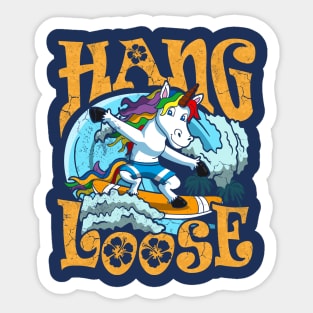 Surfing Hang Loose Unicorn Surfer Surf Sticker